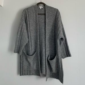 Oversized side slit heavy cardigan